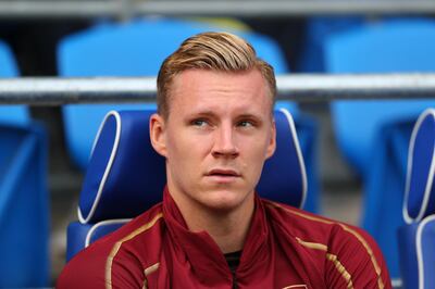 CARDIFF, WALES - SEPTEMBER 02: Bernd Leno of Arsenal sits on the bench before the Premier League match between Cardiff City and Arsenal FC at Cardiff City Stadium on September 2, 2018 in Cardiff, United Kingdom. (Photo by Catherine Ivill/Getty Images)