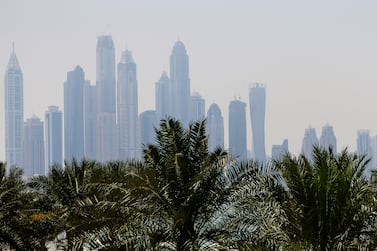 Dubai, UAE. April 8, 2015 - Stock photograph of the view of Dubai Marina from Fairmont The Palm in Dubai, April 8, 2015. (Photos by: Sarah Dea/The National, Story by: Shereen Al Gazzar, Business)
