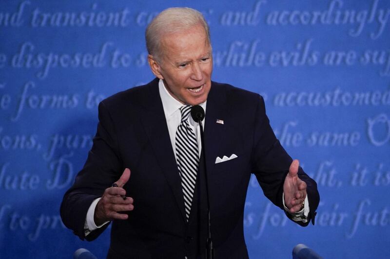 Joe Biden, 2020 Democratic presidential nominee, speaks during the first US presidential debate. Bloomberg