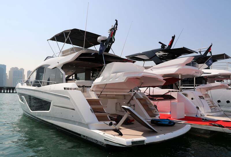 A 65 Sport yacht at Dubai Marina