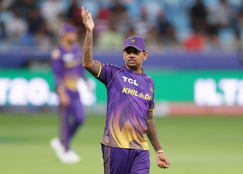 Abu Dhabi Knight Riders captain Sunil Narine sets his field.