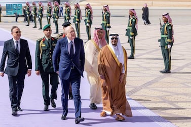 The head of the caretaker government in Lebanon Prime Minister Najib Mikati arrives in Riyadh. SPA