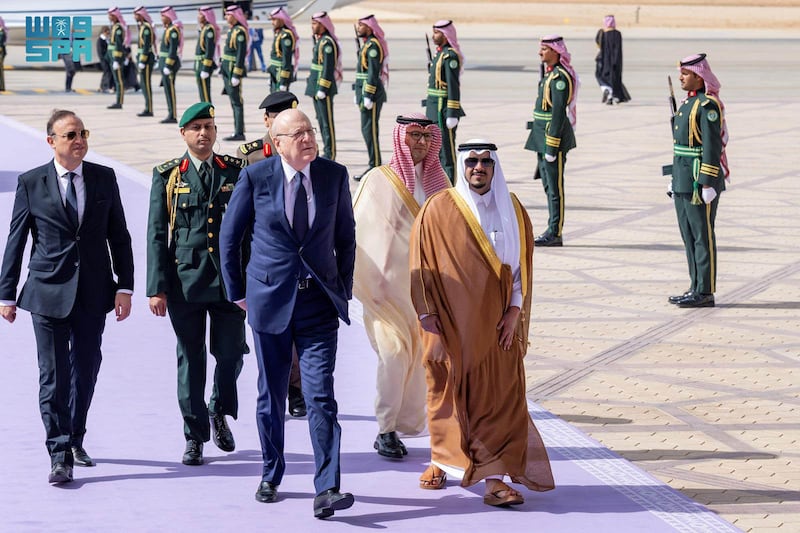 Lebanese Prime Minister Najib Mikati arrives in Riyadh. SPA
