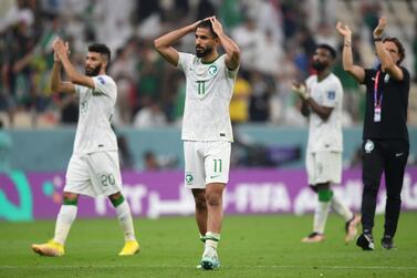 LUSAIL CITY, QATAR - NOVEMBER 30: Saleh Al-Shehri of Saudi Arabia acknowledges the crowd after the FIFA World Cup Qatar 2022 Group C match between Saudi Arabia and Mexico at Lusail Stadium on November 30, 2022 in Lusail City, Qatar. (Photo by Justin Setterfield / Getty Images)
