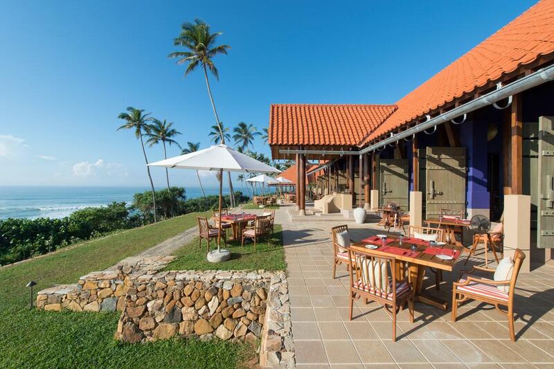 An outdoor dining area at Cape Weligama in Sri Lanka. Photo courtesy Sebastian Posingis