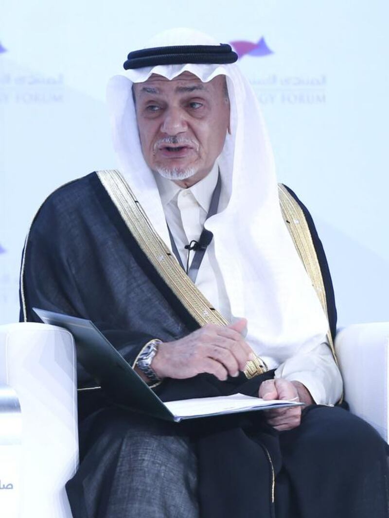 Prince Turki Al Faisal, chairman of King Faisal Center for Research and Islamic Studies, speaks. Ihsan Naji / Al Ittihad