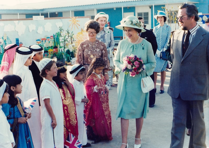 Queen Elizabeth II visits the British School Al Khubairat in February 1979. All photos: BSAK