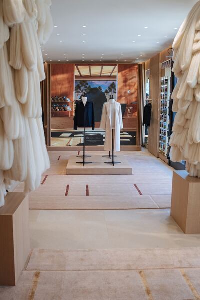 For the opening of the Palo Alto store, unspun gift of kings fleece was used as decoration. Photo: Loro Piana