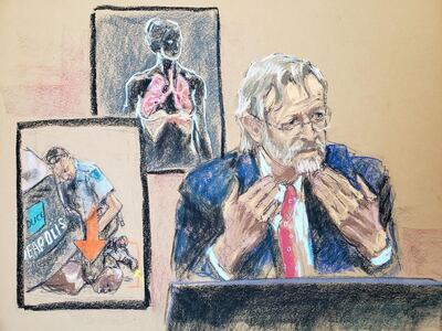 Pulmonologist Dr. Martin Tobin testifies on the ninth day of the trial of former Minneapolis police officer Derek Chauvin for second-degree murder, third-degree murder and second-degree manslaughter in the death of George Floyd in Minneapolis, Minnesota, U.S. April 8, 2021 in this courtroom sketch. REUTERS/Jane Rosenberg