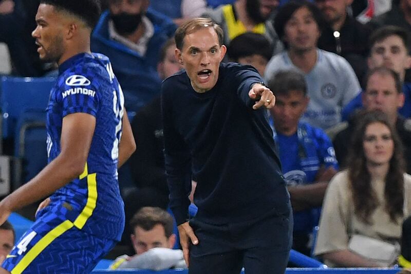 Chelsea's head coach Thomas Tuchel gestures on the touchline during the Champions League game with Zenit St Petersburg. AFP