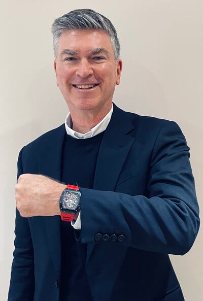 Watchfinder Christopher Marinello with a Richard Mille RM 011 that was stolen in 2019 from a client outside his home in London. Photo: Art Recovery International