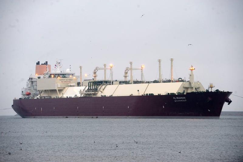 A Qatari LNG vessel at the terminal port in Swinoujscie, north-west Poland. EPA