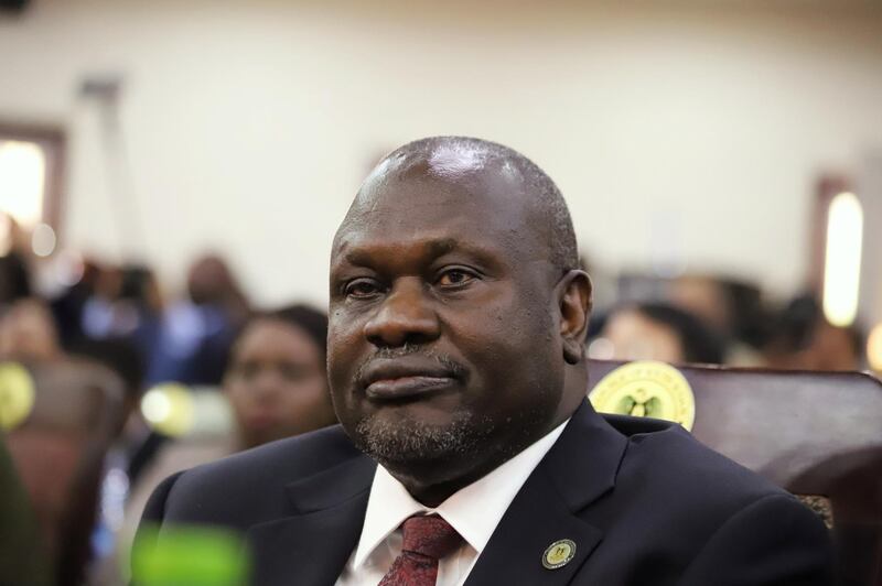 South Sudan's First Vice President Riek Machar attends his swearing-in ceremony at the State House in Juba, South Sudan. Reuters