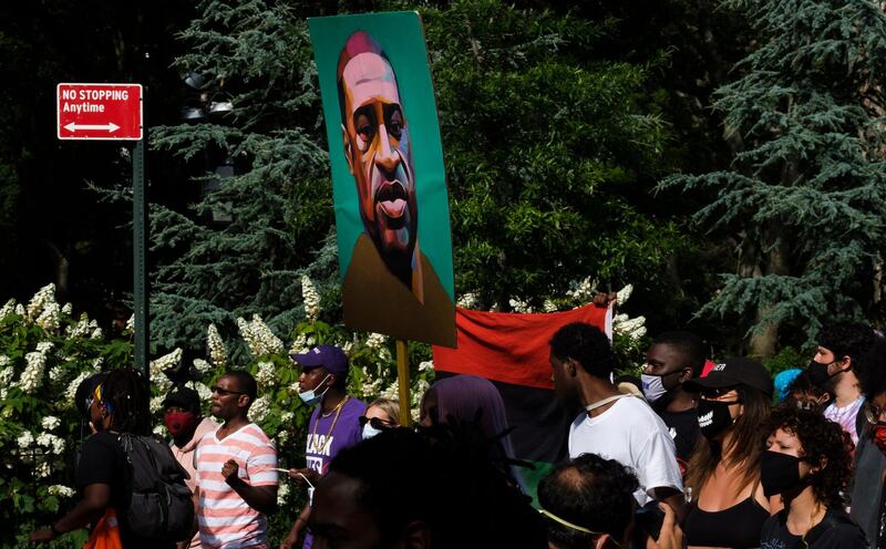 People march during a Black Lives Matter protest against police brutality as part of the larger public response sparked by the recent death of George Floyd, an African-American man who was killed last month while in the custody of the Minneapolis police, in New York.  EPA