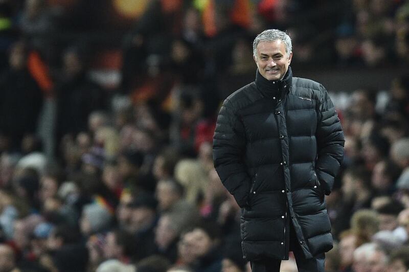 Jose Mourinho is happy, despite Manchester United being sixth in the table, with his early months in charge at Old Trafford. Oli Scarff / AFP 