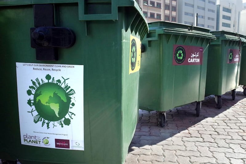Mercure Abu Dhabi Centre Hotel has a collection site to help with collecting and reducing waste. Delores Johnson / The National
