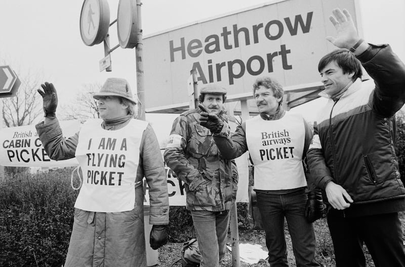 British Airways employees protesting at Heathrow in 1984
