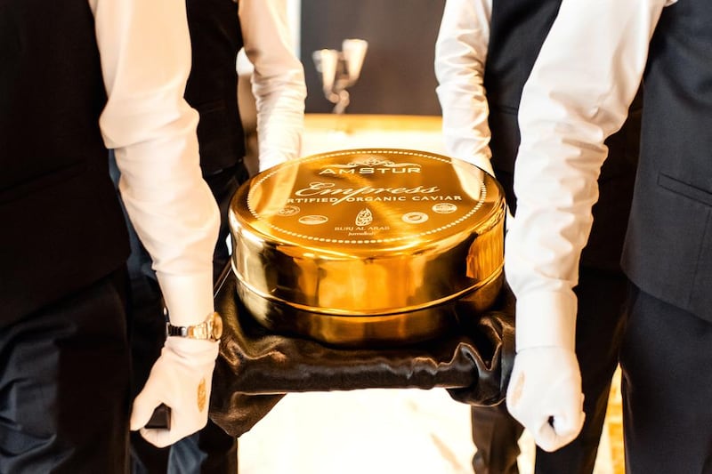 Burj Al Arab and Amstur Caviar earned themselves a Guinness World Record for creating the largest tin of caviar. Courtesy Burj Al Arab