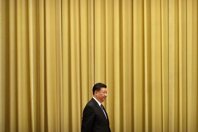 China's President Xi Jinping arrives for an event to commemorate the 40th anniversary of the Message to Compatriots in Taiwan at the Great Hall of the People in Beijing. AFP