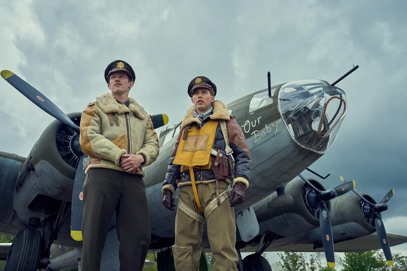 Callum Turner, left, and Austin Butler in Masters of the Air. Photo: Apple TV+