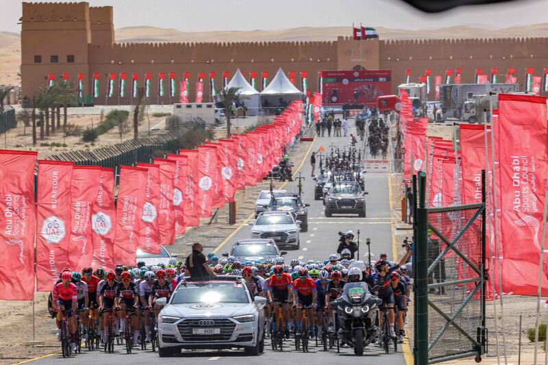 The peloton during Stage 1 of the UAE tour in Abu Dhabi. AFP