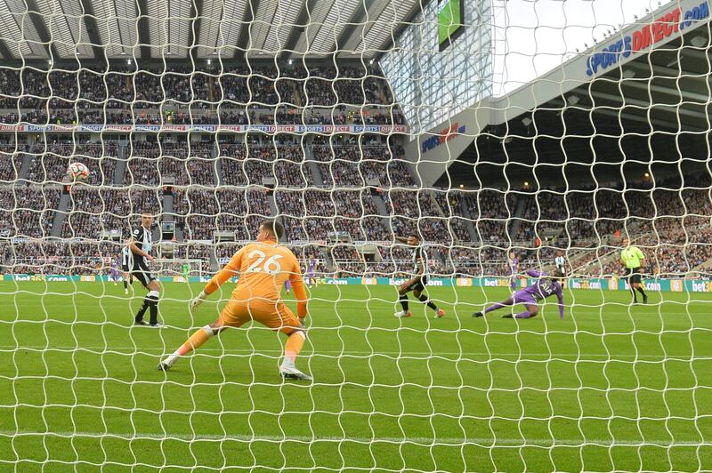 Tanguy Ndombele scores for Spurs to make the score 1-1. EPA