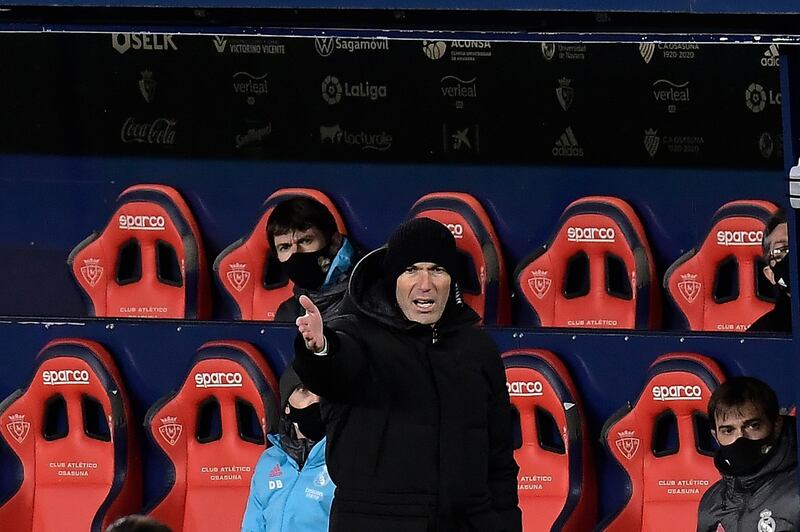 Real Madrid coach Zinedine Zidane watches from the sidelines. AP