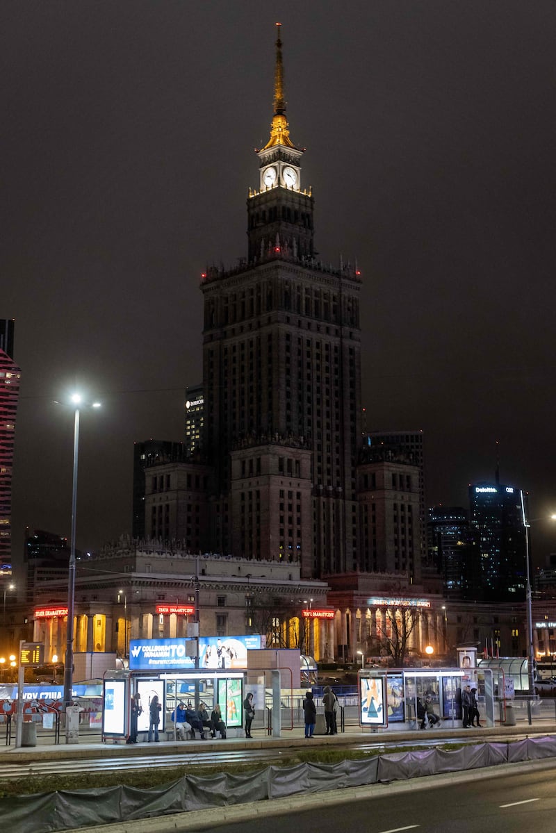 The Palace of Culture in Warsaw switched off to mark the Earth Hour environmental campaign organized by the World Wild Fund for Nature . AFP