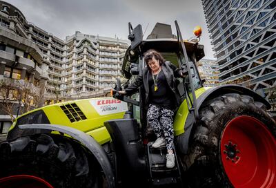Caroline van der Plas, the leader of a farmers' party, arrived at the House of Representatives in a tractor. EPA 