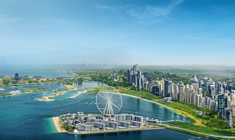 The Dubai Marina skyline with Ain Dubai in view.