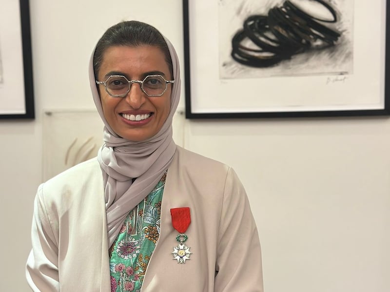 Noura Al Kaabi with her Legion of Honour medal on Tuesday.
