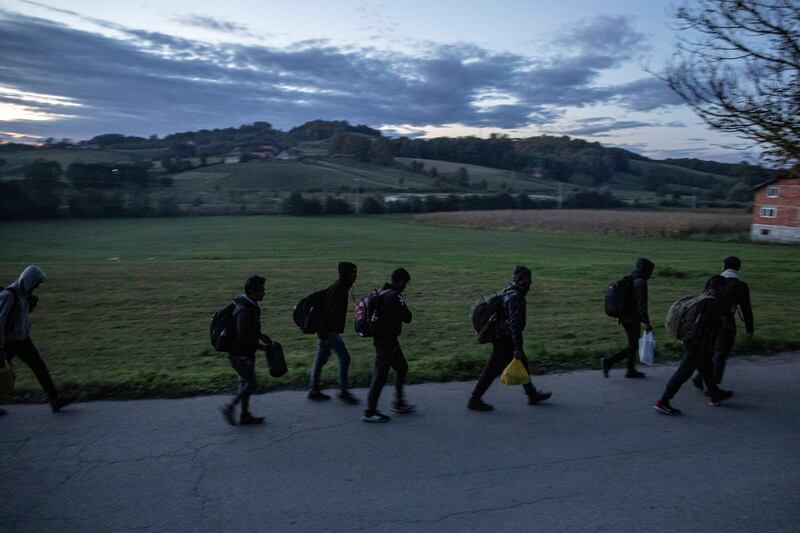 Migrants walk towards the Bosnia-Croatia border, one of the last gateways to central and northern Europe. Reuters