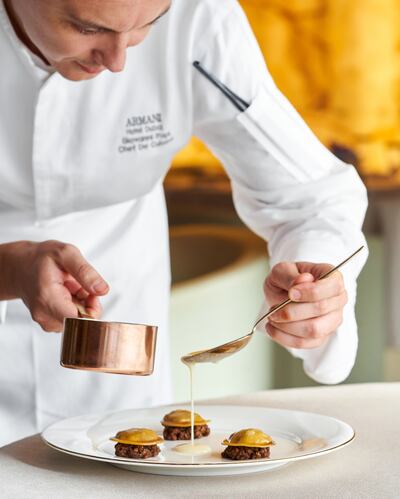 Chef Giovanni Papi created the ravioli dish to be finished at the table. Photo: Armani Hotel