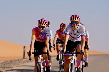 UAE Team ADQ on Al Wathba Cycling Track. Photo: UAE Women's Cycling Team