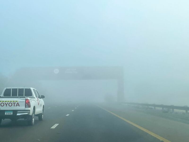 Foggy conditions caused visibility to deteriorate on roads across the UAE on Friday. Khushnam Bhandari / The National