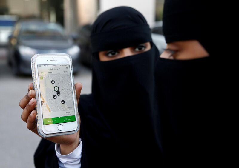 FILE PHOTO: A Saudi woman shows the Careem app on her mobile phone in Riyadh, Saudi Arabia, January 2, 2017. Picture taken January 2, 2017. REUTERS/Faisal Al Nasser/File Photo