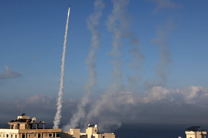 Dozens of rockets were fired from the blockaded Gaza Strip towards Israel. AFP