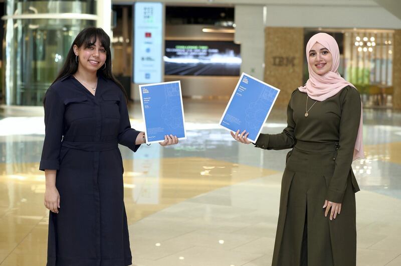 Dubai, United Arab Emirates - Patrick Ryan. News. Maryam Moustafa (L) and Nada Aldash were named as the winners of the James Dyson Awards 2020 in the UAE for student inventors. The 23-year-old Egyptians took home the first prize of close to Dh10,000 for their invention of a ring that helps visually impaired people decipher colours. The James Dyson Awards 2020 for UAE inventions at the Youth X Hub, Emirates Towers. Monday, September 21st, 2020. Dubai. Chris Whiteoak / The National