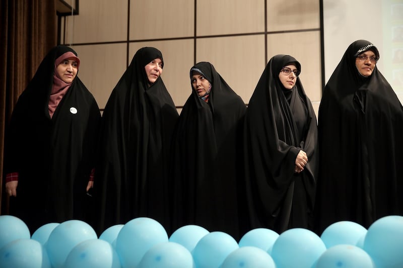 Iranian parliamentary candidates take part in an election campaign event in Tehran. Reuters