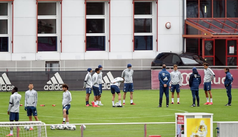 Bayern Munich players during training. EPA