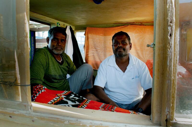 Ibrahim and Ramesh in one of the last occupied cabins of the port. Both men have worked together at the port for over twenty years. All photographs by Nandini Kochar