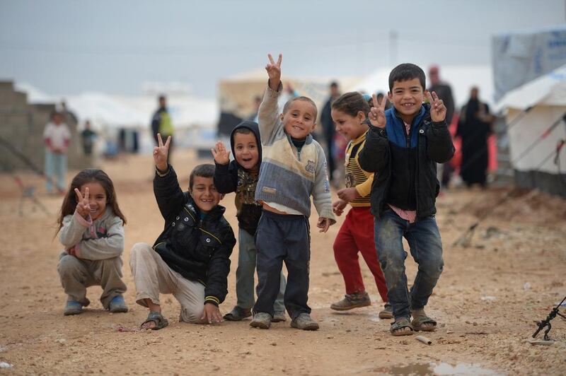 A global initiative to support children around the world was launched by the UAE on Monday. These are Syrian children in the Zaatari refugee camp in Jordan. Getty Images