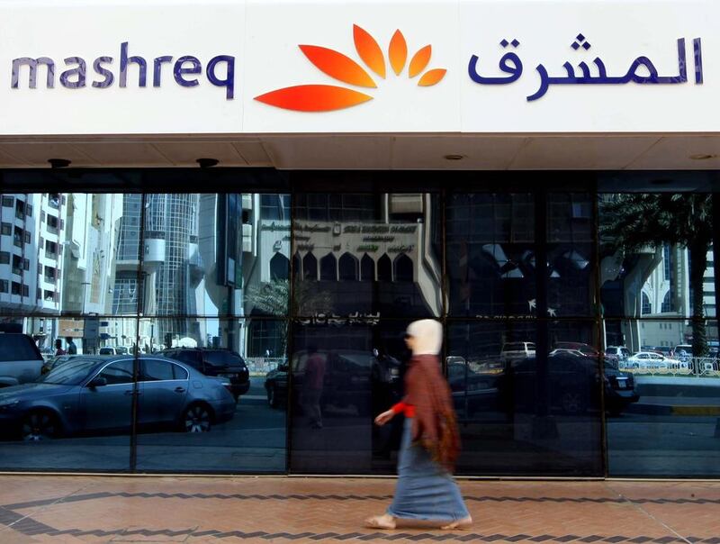 Mashreq shares, listed on the Dubai stock exchange, have lost 20.7 per cent of their value so far this year.  Stephen Lock / The National