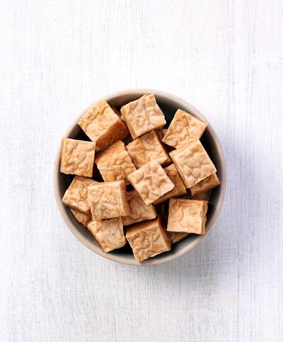 Raw tempeh, a three-ingredient product made with water, soya beans and a prebiotic starter. Photo courtesy Hello Tempayy 