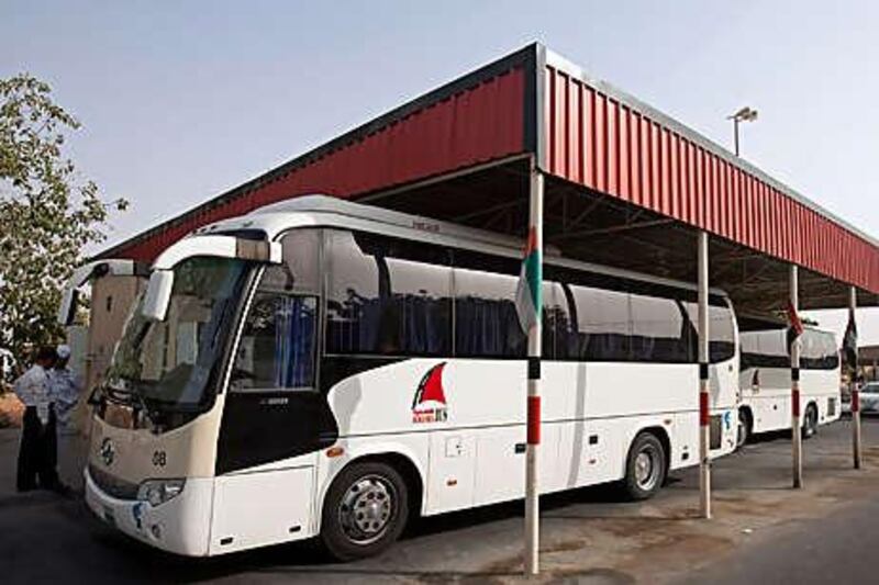 Vehicles that will be used by the new service at the taxi and bus station in Ras al Khaimah.