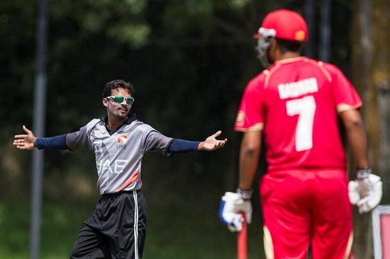 UAE spinner Nasir Aziz, left, was pulled up in 2011 and has been reported twice in the World Twenty20 Qualifier this month. Chris Young for The National