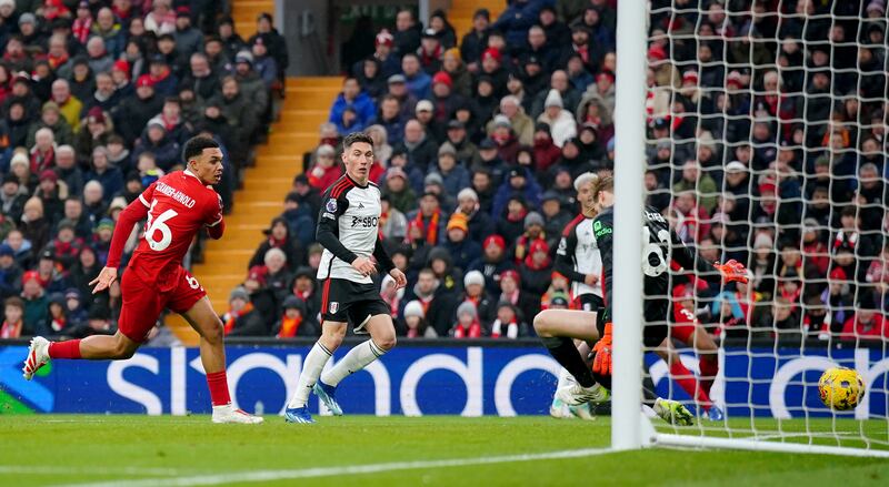 Fulham's Harry Wilson scores to make the score 1-1. PA