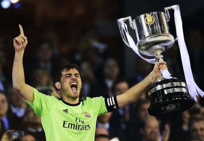 Iker Casillas after winning the Copa del Rey final against Barcelona  at the Mestalla in Valencia in 2014. AFP