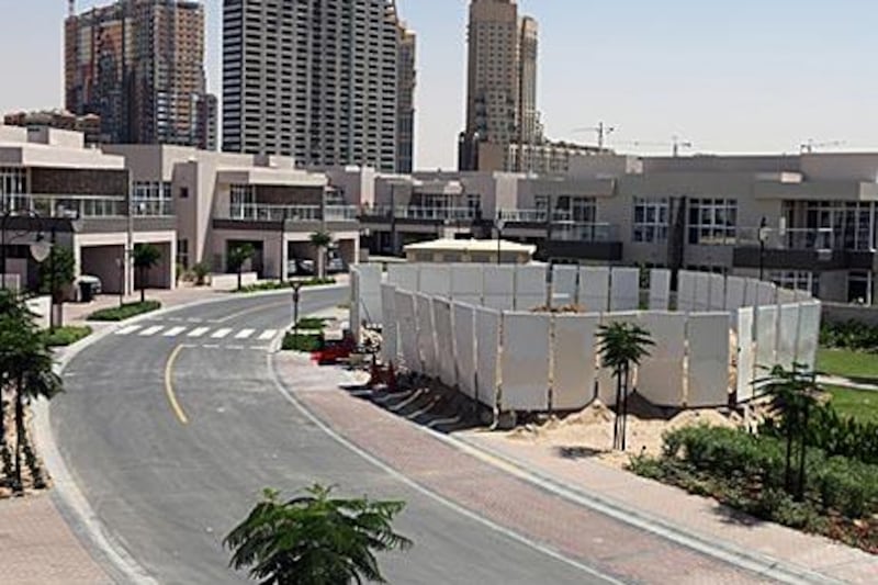 The construction site for a communications mast being built at the Cedre Villa community in the Dubai Silicon Oasis.