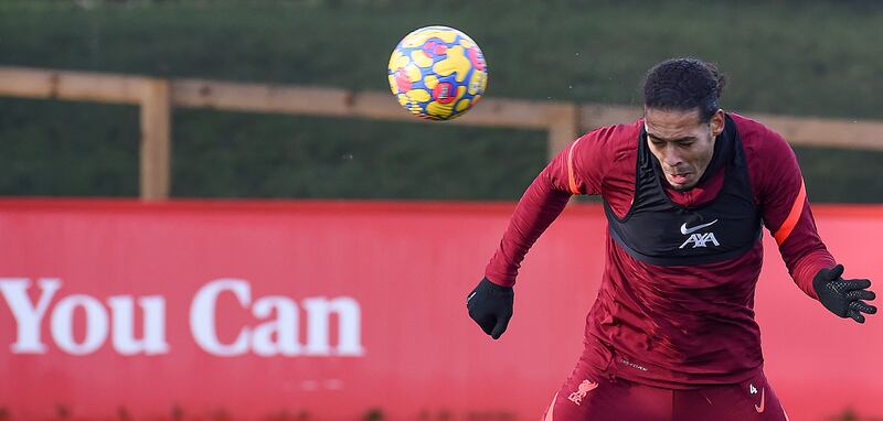 Virgil van Dijk back in training with Liverpool after his Covid isolation. All pictures Getty Images